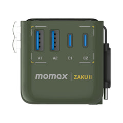 1-World+ Flow 4-Port Travel Charger With Built-In USB-C Cable 35W Gundam
