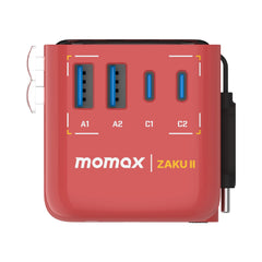 1-World+ Flow 4-Port Travel Charger With Built-In USB-C Cable 35W Gundam