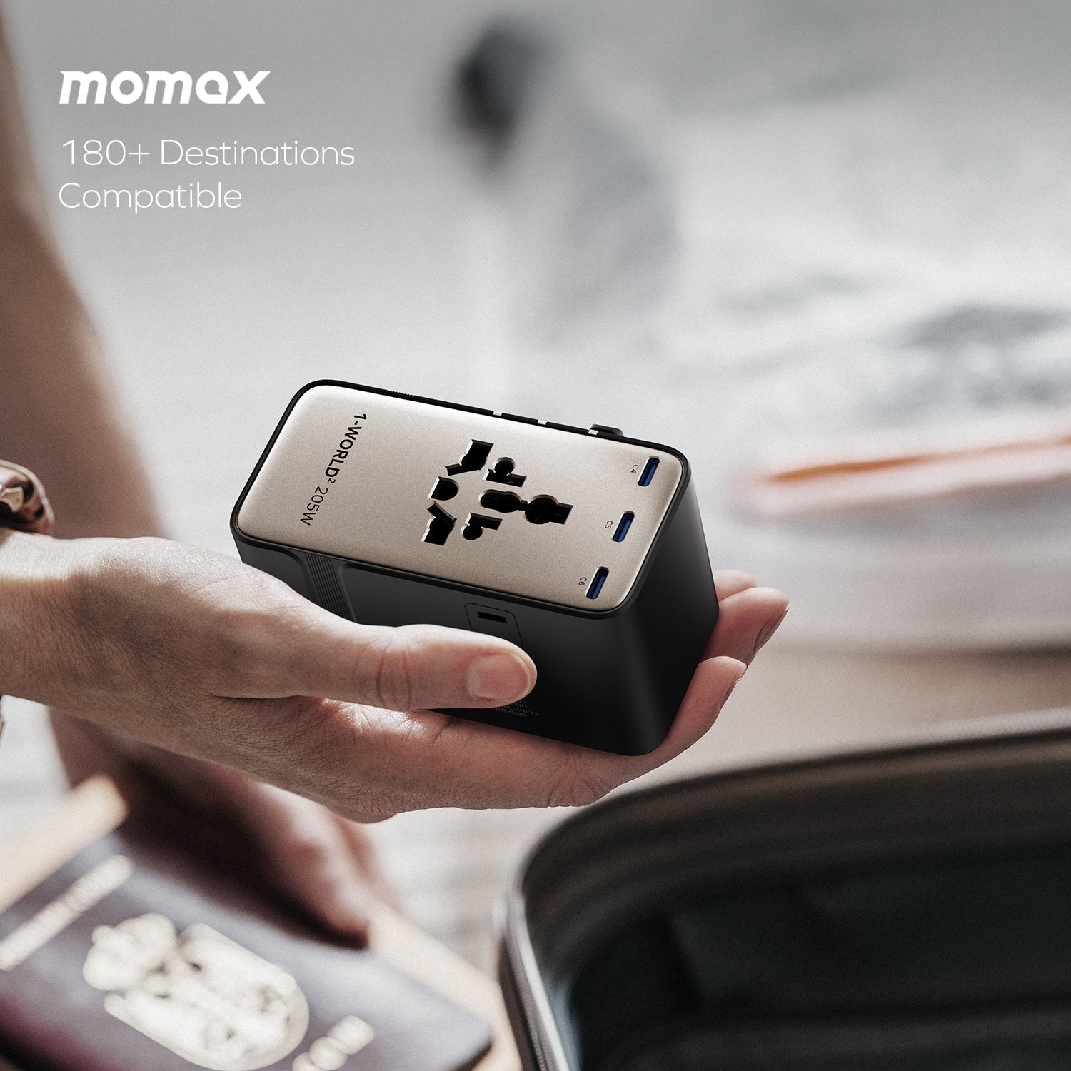 1-World² 205W 7-Port Dual AC Travel Adapter