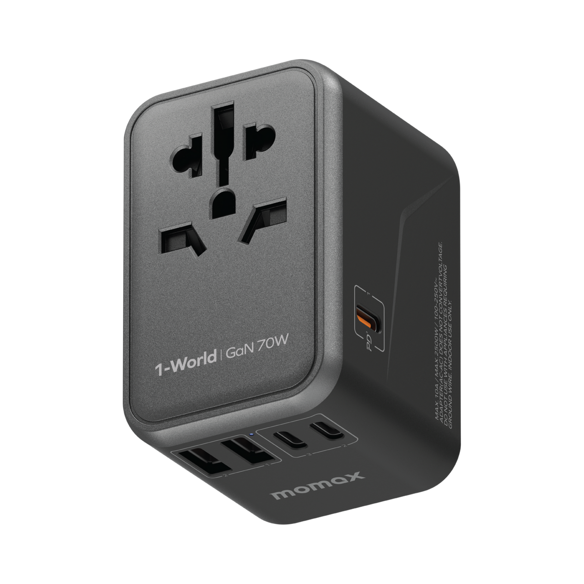 1-World Universal 5-Port Travel GaN Charger 70W